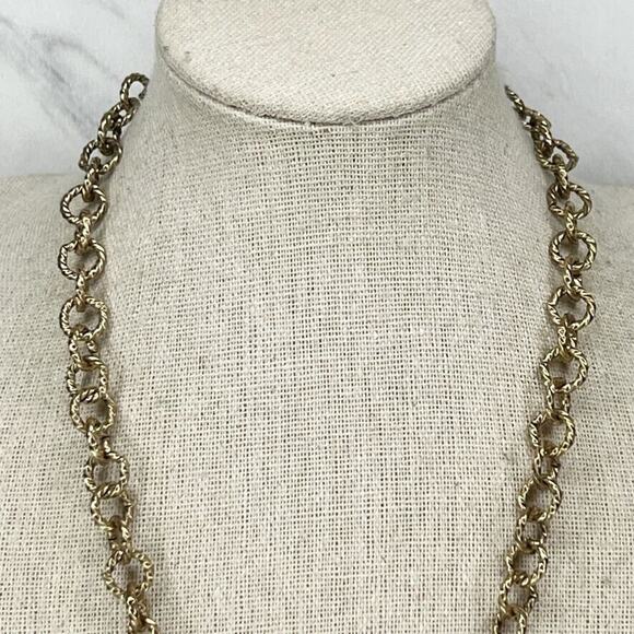 Chico's Gold Tone Tassel Pendant Chain Link Necklace - Picture 4 of 7